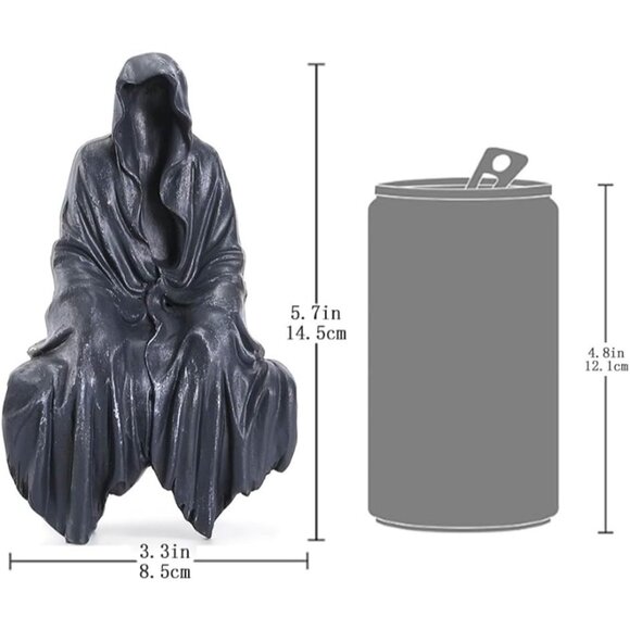 5.9 inch Tabletop Gothic Figurine Grim Reaper Statue for Garden or Bookshelf - Picture 3 of 9